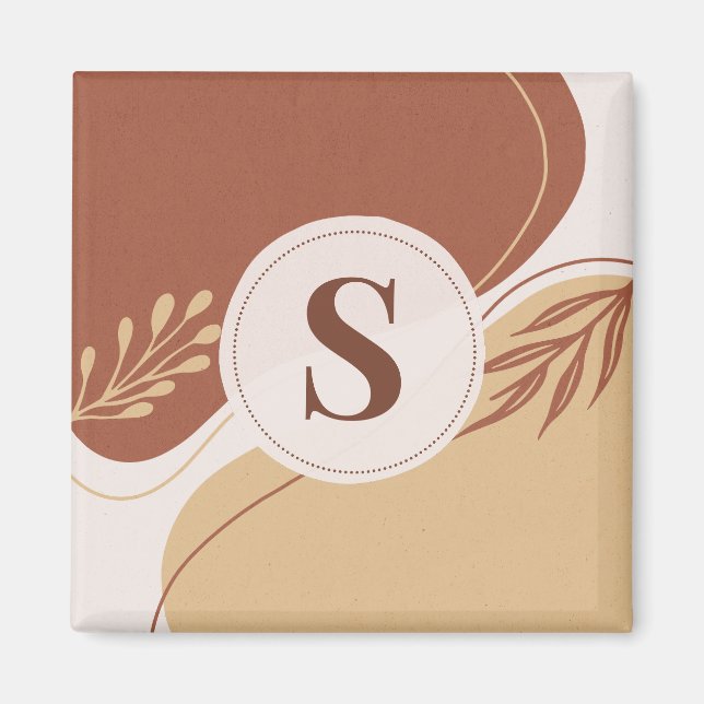 Abstract irregular shapes with earth colours magnet (Front)