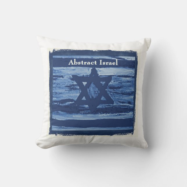 ABSTRACT ISRAEL BLUE CUSHION (Front)