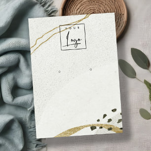 Abstract Ivory Black Gold Earring Logo Display Business Card