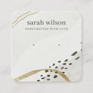 Abstract Ivory Black Gold Earring Stud Display Square Business Card
