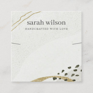 Abstract Ivory Black Gold Necklace Band Display Square Business Card