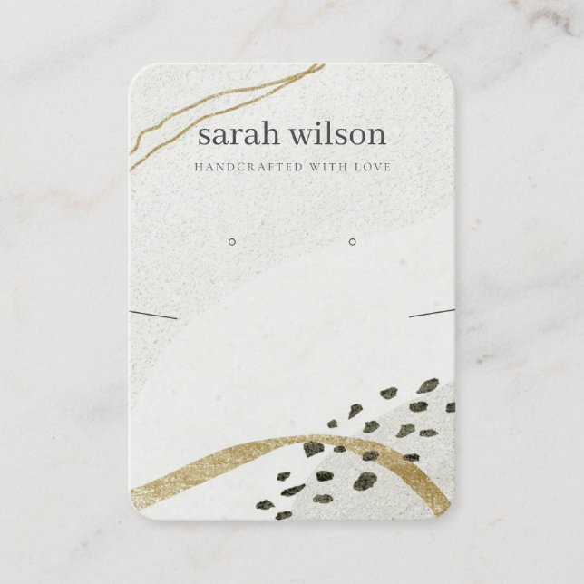 Abstract Ivory Black Gold Necklace Earring Display Business Card (Front)