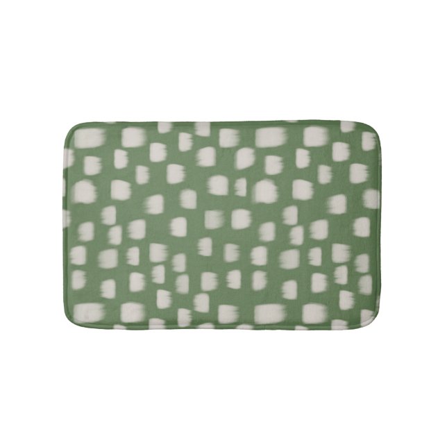 Abstract ivory brush strokes on green bath mat (Front)