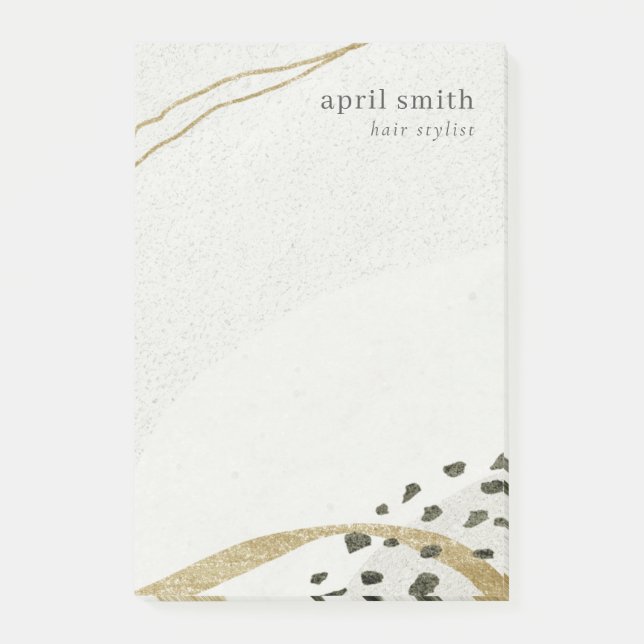 Abstract Ivory Gold Black Grey Stone Texture Post-it Notes (Front)