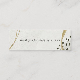 Abstract Ivory Gold Black Grey Stone Thank You Mini Business Card
