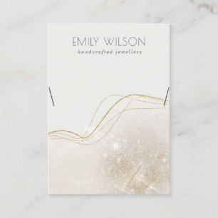 Abstract Ivory Gold Glitter Shiny Necklace Display Business Card