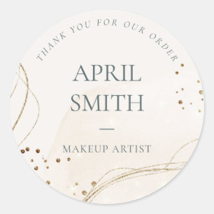 Abstract Ivory Gold Thank You For Your Order  Classic Round Sticker
