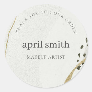 Abstract Ivory Grey Gold Thank You For Your Order Classic Round Sticker
