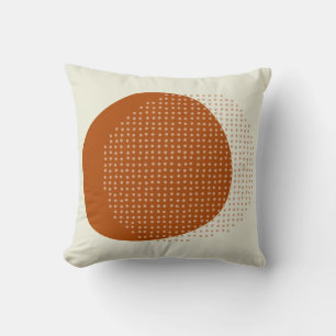 Abstract Ivory Off White Brown Trendy Shapes Cushion