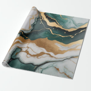 Abstract Jade marble texture with gold accents Wrapping Paper
