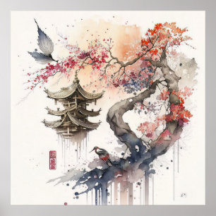 Abstract Japanese Landscape Poster