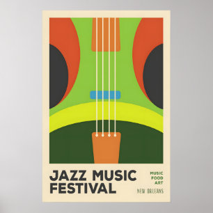 Abstract Jazz Festival Poster Mid-Century Modern