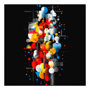 Abstract Jazz Symphony with Geometric Faces and In Photo Print