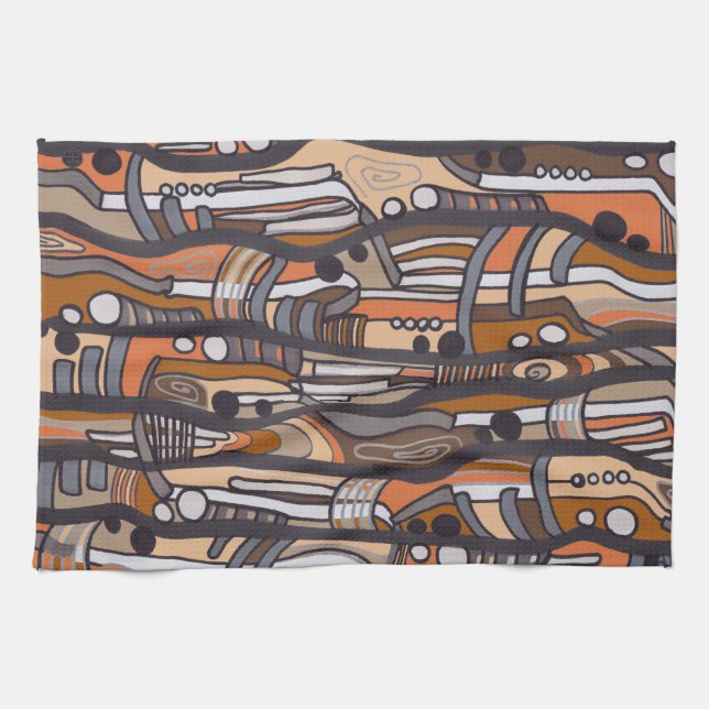 Abstract Jazzy Earth Tones Towel (Horizontal)