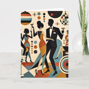 Abstract Jazzy Martinis and Dancing Cocktail Party Card