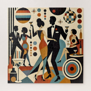 Abstract Jazzy Martinis and Dancing Cocktail Party Jigsaw Puzzle