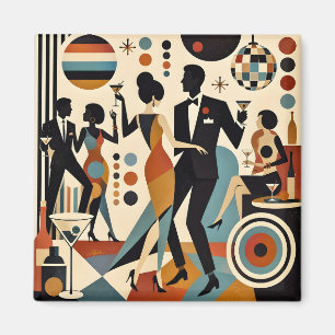 Abstract Jazzy Martinis and Dancing Cocktail Party Magnet