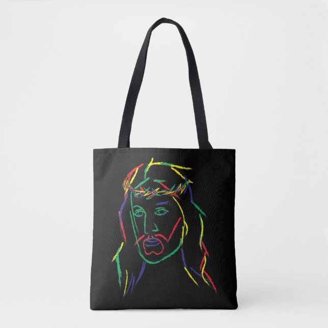 Abstract Jesus Graphic Image Cool Fun Piece T-Shir Tote Bag (Front)