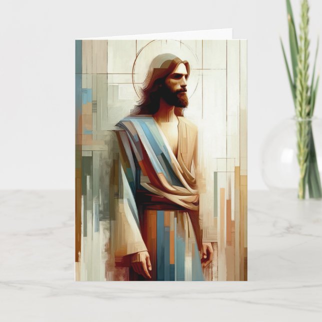 Abstract Jesus Portrait Greeting Card (Front)