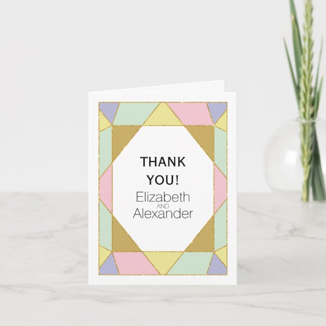 Abstract jewel modern wedding Thank You photo (Front)