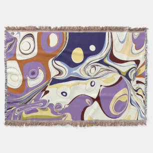 Abstract Jewel Tone Marbled Aura  Throw Blanket