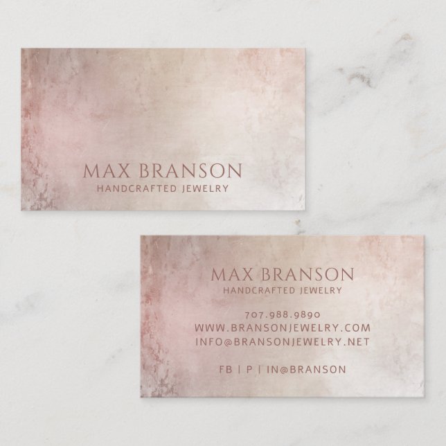 Abstract Jewellery Designer Dusty Pink Brush Paint Business Card (Front/Back)