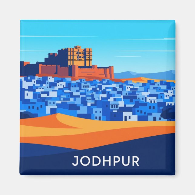 Abstract Jodhpur India Blue houses Magnet (Front)