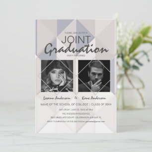 Abstract Joint Graduation 2 Photo Graduation Party Invitation