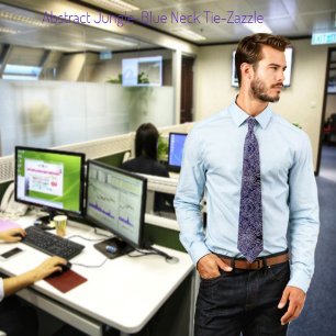 Abstract Jungle-Blue Tie