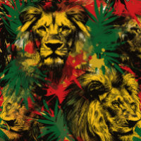 Abstract Jungle Rasta Lion One Love Reggae Jamaica