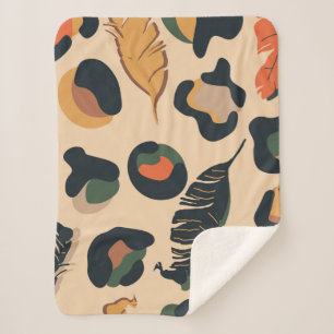 Abstract jungle seamless pattern,wild animal backg sherpa blanket