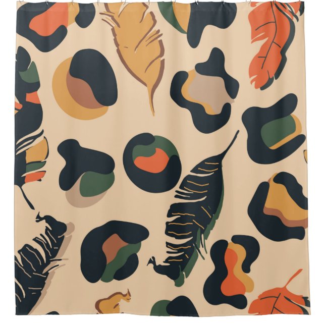 Abstract jungle seamless pattern,wild animal backg shower curtain (Front)