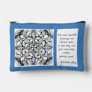 Abstract Kaleidoscope Doodle with Friendship Quote Accessory Pouch