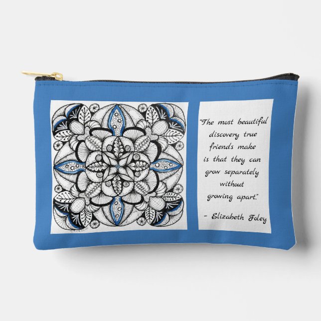 Abstract Kaleidoscope Doodle with Friendship Quote Accessory Pouch (Front)