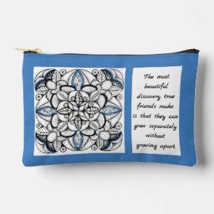 Abstract Kaleidoscope Doodle with Friendship Quote Accessory Pouch