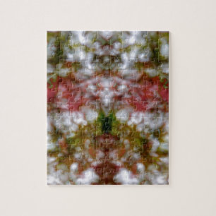 Abstract kaleidoscope figure and faces jigsaw puzzle