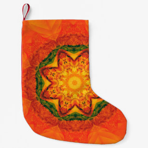 Abstract kaleidoscope orange background. Beautiful Small Christmas Stocking