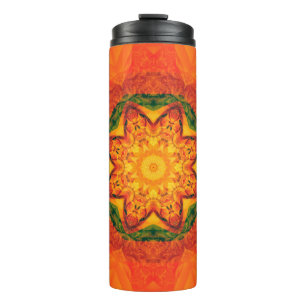 Abstract kaleidoscope orange background. Beautiful Thermal Tumbler