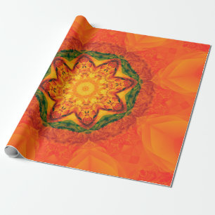 Abstract kaleidoscope orange background. Beautiful Wrapping Paper