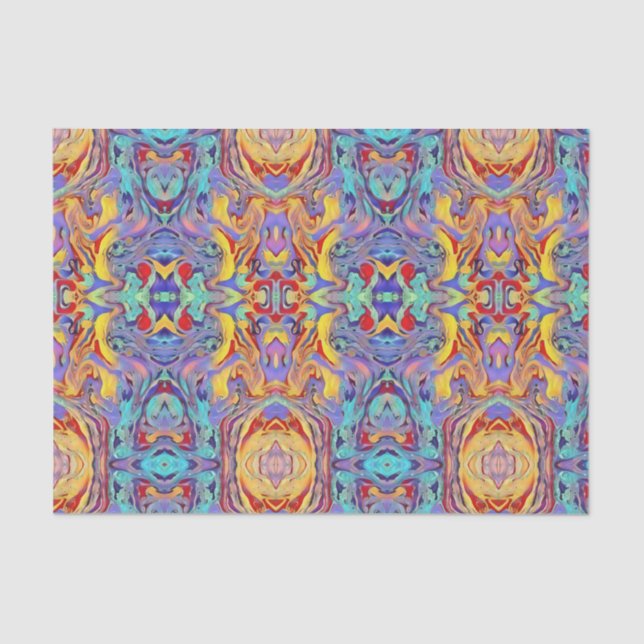 Abstract Kaleidoscope Owl in Bright Primary Colour Tissue Paper (Front)