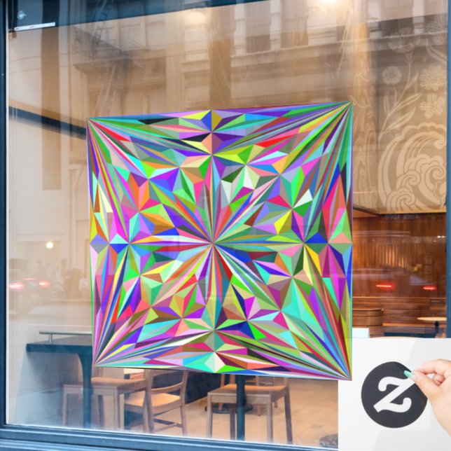 Abstract kaleidoscope window cling (Cafe Window)
