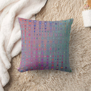 Abstract Kaleidoscopic Retro Boomerang Waves Cushion