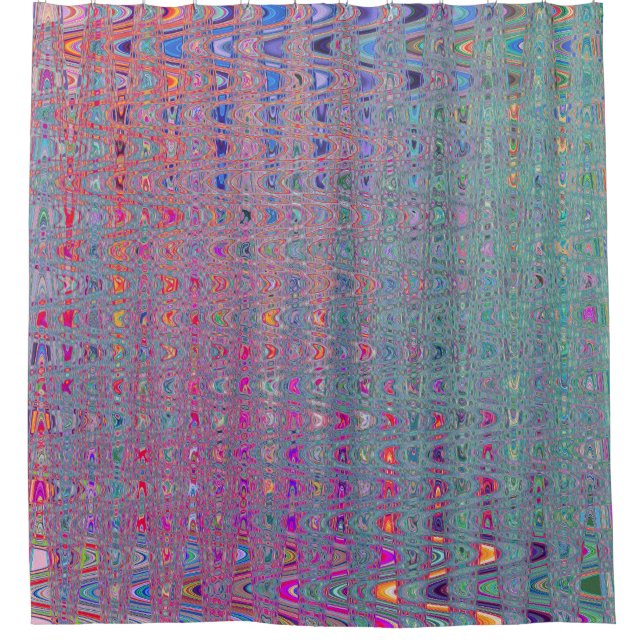 Abstract Kaleidoscopic Retro Boomerang Waves Shower Curtain (Front)