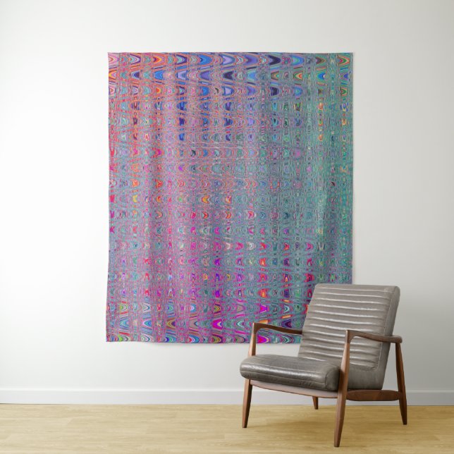 Abstract Kaleidoscopic Retro Boomerang Waves Tapestry (In Situ)