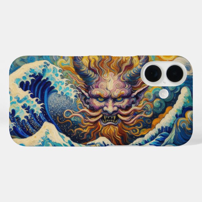 Abstract Kanagawa wave Oni demon Van Gogh mix Case-Mate iPhone Case (Back (Horizontal))