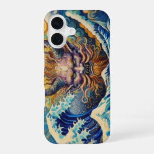 Abstract Kanagawa wave Oni demon Van Gogh mix iPhone 16 Case