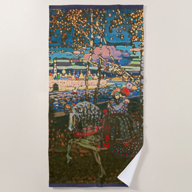 Abstract Kandinsky Riding Couple Colourful Beach Towel (Front)