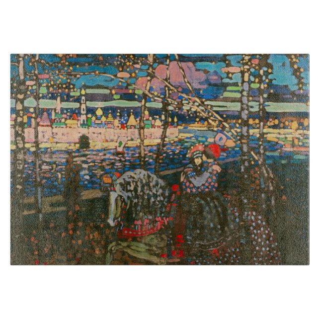 Abstract Kandinsky Riding Couple Colourful Cutting Board (Front)