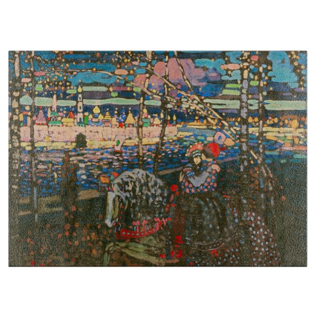 Abstract Kandinsky Riding Couple Colourful Cutting Board (Front)