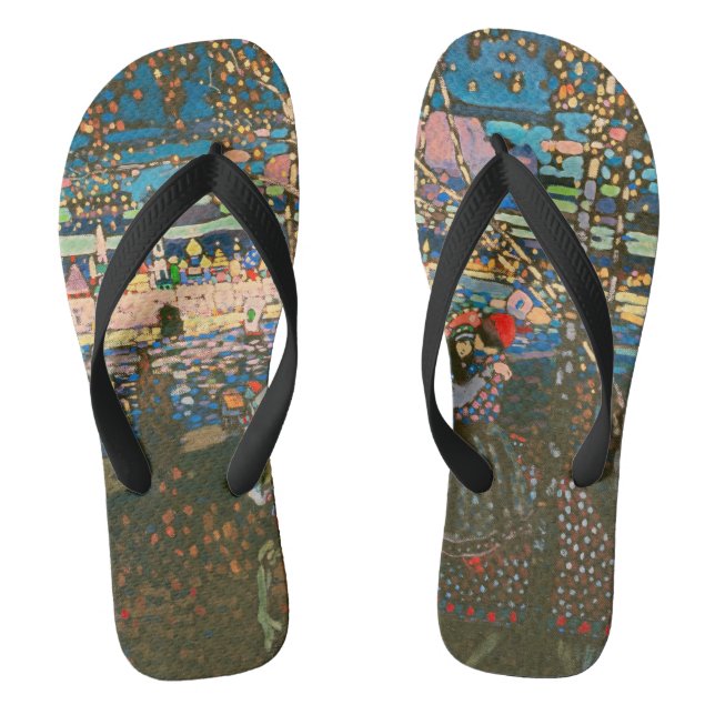 Abstract Kandinsky Riding Couple Colourful Flip Flops (Footbed)
